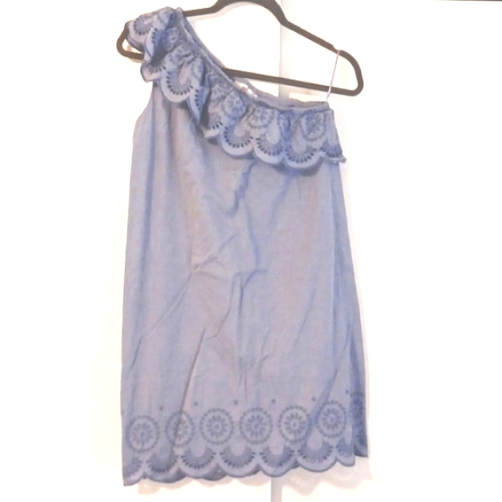 Vineyard Vines "Marlin Blue" One Shoulder Eyelet Dress in Size XS